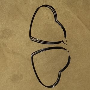 Black heart hoop earrings